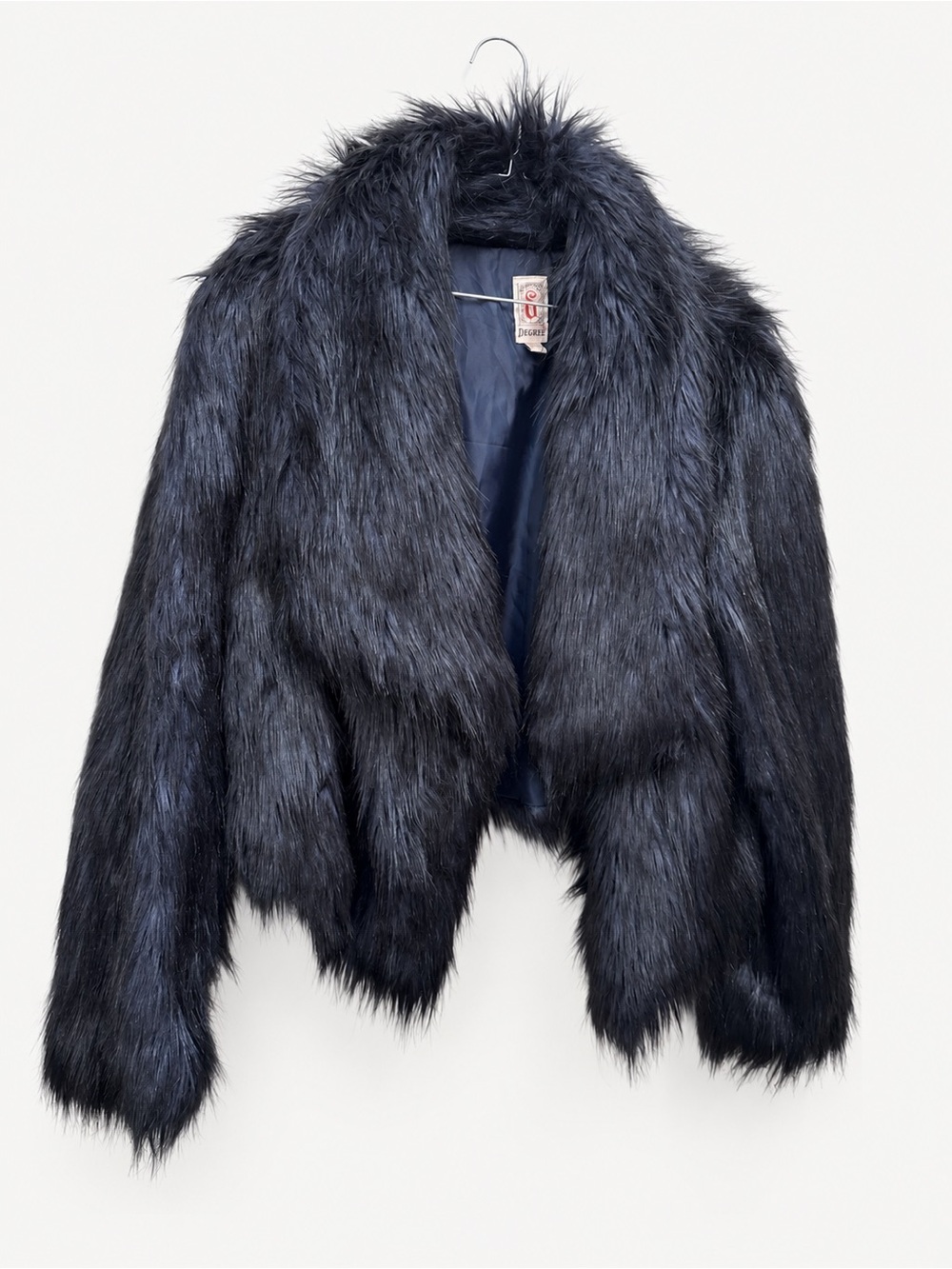Degree Black Faux Fur Jacket, Size Large